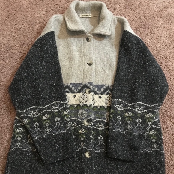 Jacqueline Riu Wool grey vintage button floral sweater size medium - Picture 9 of 11